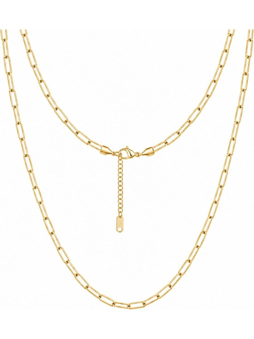 Chic 14K Gold Plated Paperclip Chain Necklace for Women - Stainless Steel